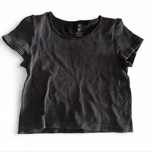 Aura Black Ribbed Crop Top
